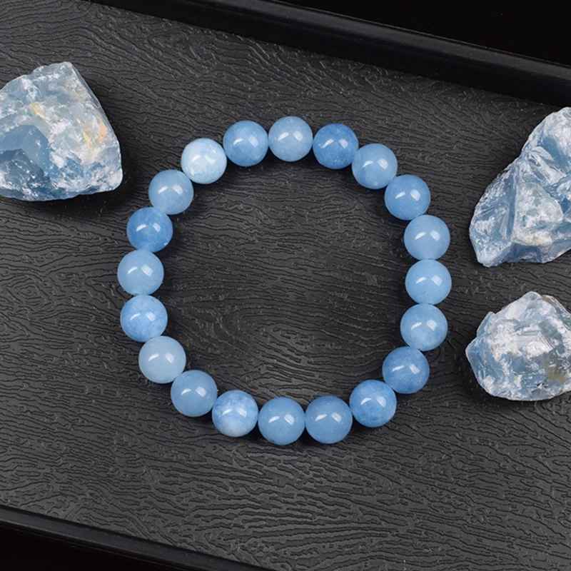 Olivia -  Armband met Natuurlijke Aquamarijnkwarts-Kralen